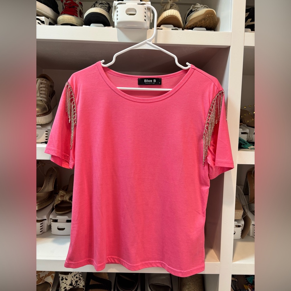 Pink & Black Rhinestone sleeves tops